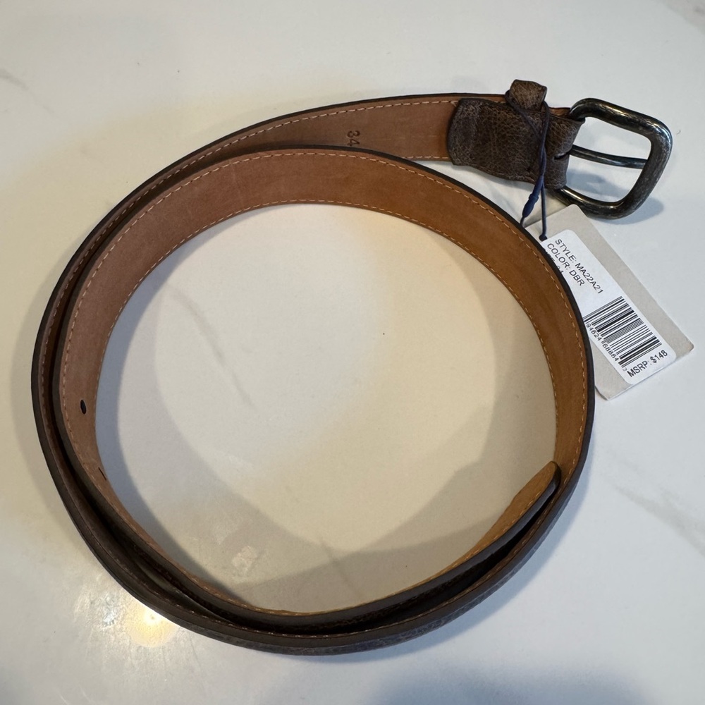 Peter Millar Pilot Mill Brown Leather Belt - Size 34